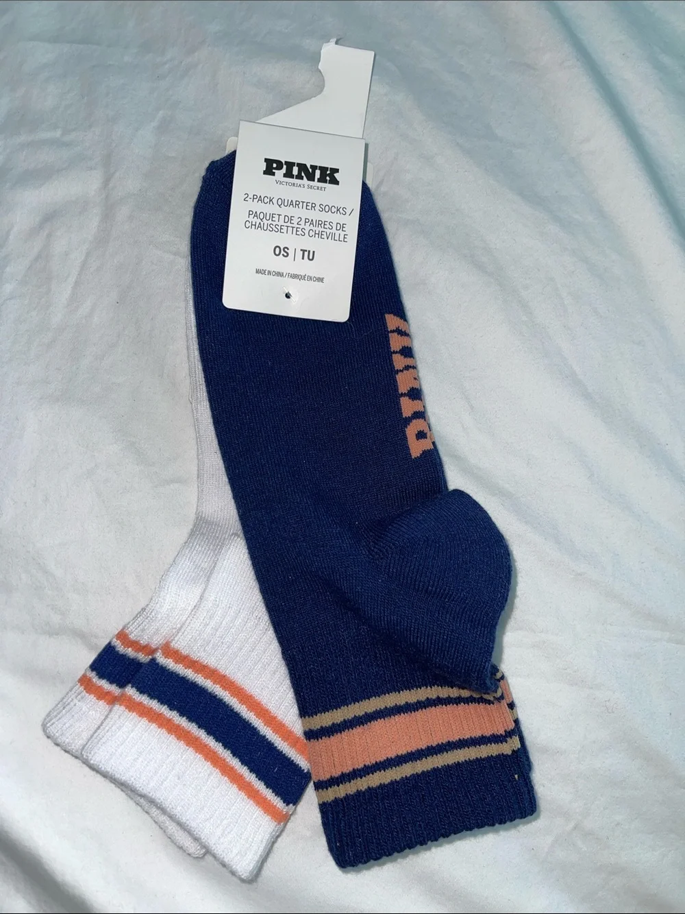 PINK Victoria's Secret Women’s Teens 2-Pack Quarter Socks One Size
